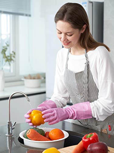 LANON 3 Pairs wahoo Skin-Friendly Cleaning Gloves, Dishwashing Kitchen Gloves with Cotton Flocked Liner, Reusable, Non-Slip, Mauve Mist, Medium - color: Mauve Mist, size: Medium (Pack of 3)