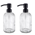 Matte Black Dish Kitchen Soap Dispenser, Bathroom Liquid Soap Dispenser with Rustproof Stainless Steel Pump, 16 Oz Glass Bottle,2 Packs - color: Matte Black +Clear, size: 2-Pack
