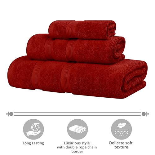 Superior Cotton Hand Towel Set, Plush Soft Towels for Spa, Gym, Bathroom, Guest Bath, Kitchen, Decor, Home Basics, Hotel Quality, Daily Drying, Zero Twist, Smart Dry Collection, Set of 6, Crimson - color: Crimson, size: Hand Towel