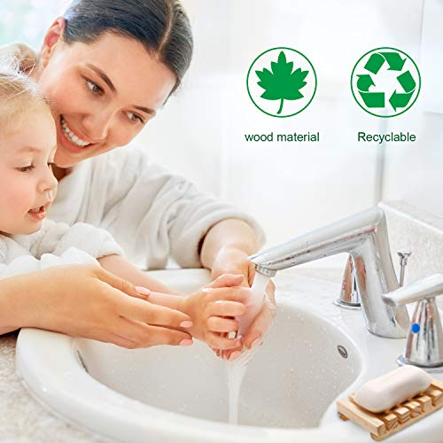 Honoson 5 Pieces Wooden Soap Dish Holder Tray Wood Bar Soap Holder Tray Self Draining Saver for Shower Bathroom Kitchen(Wooden) - color: Wooden