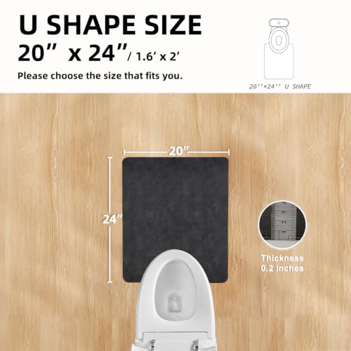 TYUU Toilet Rug, Thin Toilet Rugs U Shaped Washable Non Slip Absorbent Quick Dry Low Pile Toilet Mat, 20"x24" U Shape Black - color: Black, size: 1'8" X 2' (U-Shape)