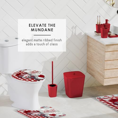 Clara Clark Christmas Bathroom Accessory Set - 22PC, Complete Set + Bath Rugs, Modern, Red & White, Polyester - color: Christmas, size: Complete Set + Bath Rugs
