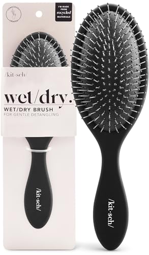 Kitsch Wet/Dry Hair Brush Detangler – Flexi Hair Brush for Women, Men & Kids | Detangling Brush for Curly Hair, Bounce Curl Defining Brush for Wet or Dry Strands - Flexi Black - color: Flexi Black