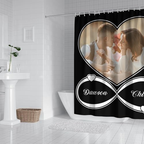 Personalized Shower Curtain Set Custom Photo Shower Curtains Modern Minimalist Home Bathroom Curtain Decor with 12 Hooks 72 Inch Wide * 84 Inch High - color: 1 Photo-2, size: 72"W x 84"L (Pack of 1)