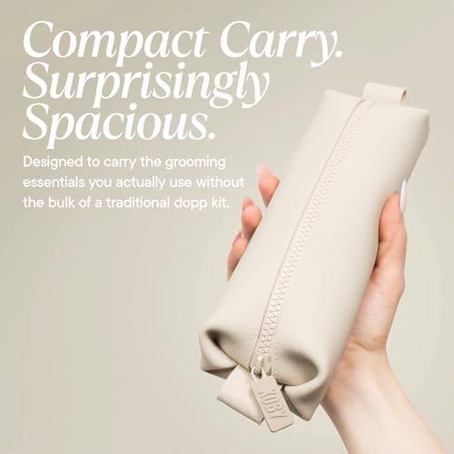 TOOLETRIES The Koby Dopp Kit Toiletry Bag – Mini 8.5" x 2.75" x 2", Sand | Compact silicone leak-resistant travel toiletry bag with a heavy-duty zipper that's easy to clean. - color: Sand, size: Mini 8.5” x 2.75” x 2”