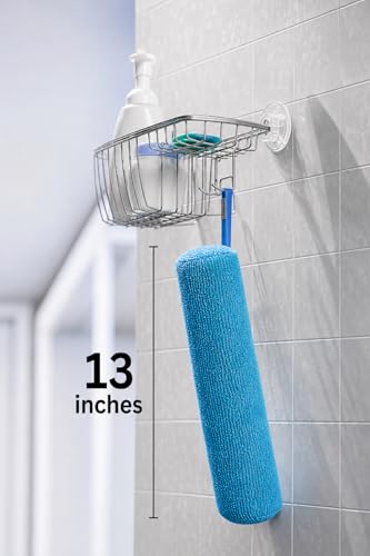 Back Scrubber for Shower - Beautiful Bod Patented 13-Inch Exfoliating Loofah with Built-in Handle, Easily Reaches Entire Back, Full Body Shower Scrubber for Back Washing, Exfoliation & Skin Smoothing - color: Ocean Blue