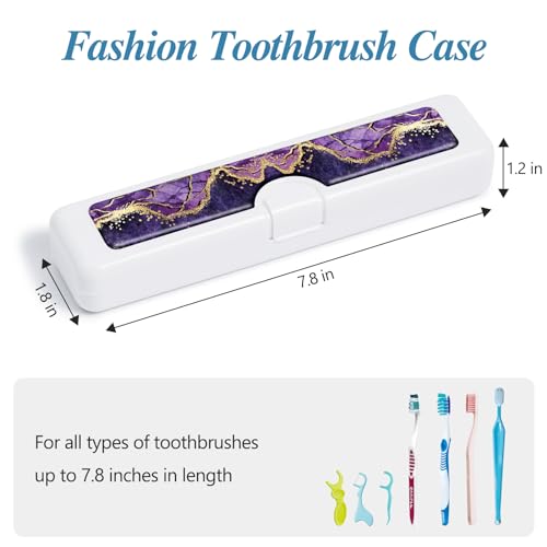 Toothbrush Travel Case - Colorful Pattern, Holder and Covers for Toothbrushes, Includes Tongue Scraper Case - color: Purple Marble, size: Small