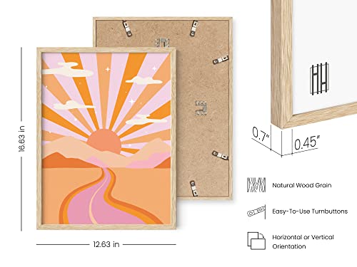 HAUS AND HUES Pink Wall Art -Set of 3 Preppy Pictures, 70s Room Decor, Modern Orange Funky Aesthetic Posters, Retro Art Prints (Beige Frame, 12x16) - color: Pink 70s, size: 12"L x 16"W, style: Beige Framed