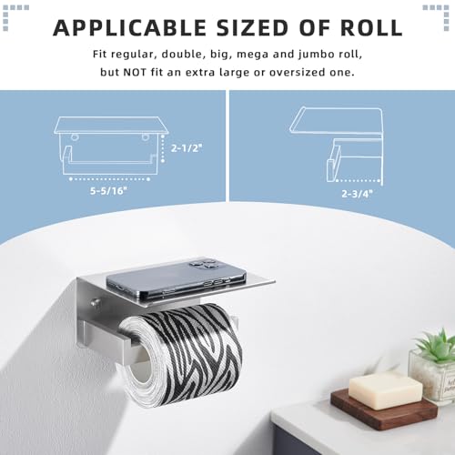 Angle Simple Toilet Paper Holder with Shelf, 304 Stainless Steel Toilet Tissue Roll Holder Brushed Nickel Wall Mount - color: Brushed Nickel, size: Single Rod