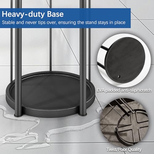 Gypie New Upgrade Free Standing Toilet Paper Storage Holder Stand, Heavy Duty 304 Stainless Steel Base, 3 Roll Capacity Toilet Paper Roll Holder for Bathroom Organization - color: Black