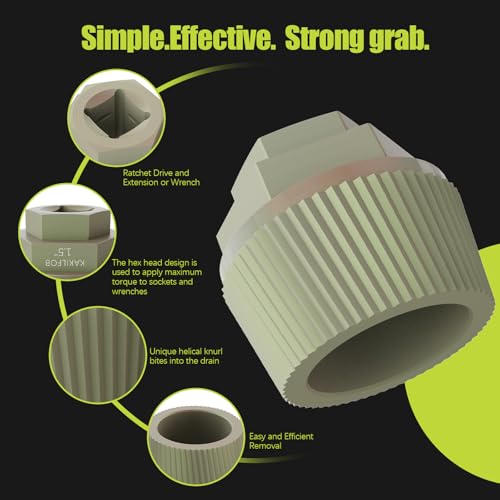 Tub Drain Removal Tool, Plating Coating Tub Drain Extractor with 1-inch Socket, Remove the Old, Broken, Stubborn, Rusted Drain Tub Bathtub Stopper, Strong Grab Plumbing - size: 2 Pieces
