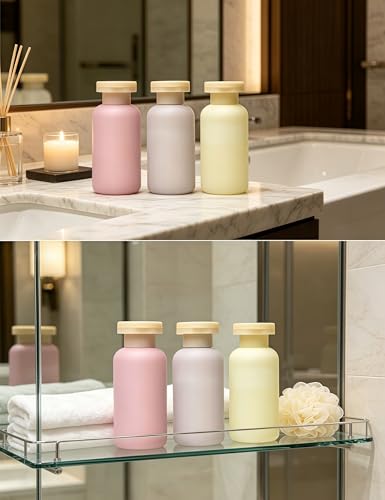 3 Pcs 100ml Plastic Squeeze Bottle, Empty Shampoo Conditioner Container Travel Size Toiletries Bottles, for Shampoo, Lotion, Cream and Liquids(Garden series)