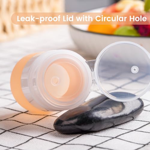 MICEBAY Condiment Squeeze Bottles for Sauces, 1-oz Mini Silicone Salad Dressing Container to Go with Reusable Sandwich Bag, Leakproof Sauce Bottle for Lunch Box, 4 Pack, Apricot - color: Apricot, size: 1 OZ