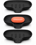 AIMAIAIMAI 3 Pack Soap Dish, Soap Dishes for Bathroom, Shower, Silicone Soap Bar Holder, Soap Tray for Kitchen, BPA-Free, Dishwasher Safe (Black) - color: Black