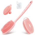 Silicone Back & Body & Face Scrubber Set 3PCS, Gentle Exfoliating Back & Body Scrubber with Dual-Side Brush Head, Hygienic Silicone Loofahs with Soft Bristle and Non-Slip Handle(Pink-3PC) - color: Pink*3