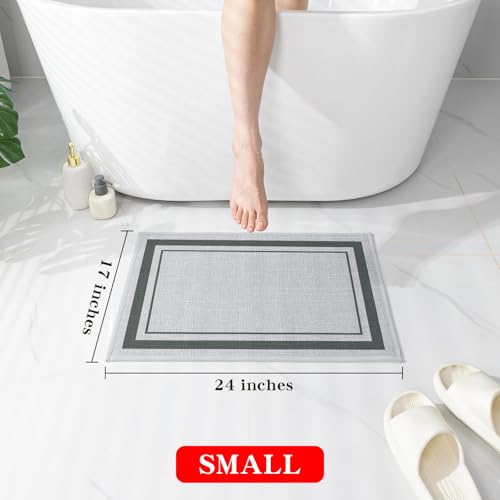 chakme Bathroom Rugs Mat 24x17, Ultra Thin Non Slip Bath Mat Small Quick Dry Absorbent Bath Mat for Bathroom, (Light Grey, 24"x17") - color: Light Grey, size: Small (24" x 17")