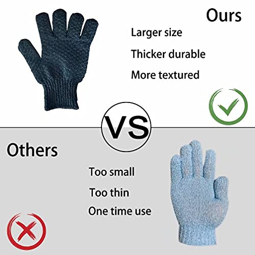 2 Pairs Bath Exfoliating Gloves for men and women – CLEEDY 4 Pcs Heavy and Large Exfoliating Gloves Scrubbing for Shower, Spa, Massage - Scrub Exfoliating Mitts for Body, Face, Hand and Foot (black) - color: 2 pairs black