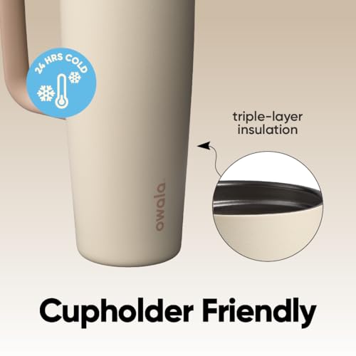 Owala FreeSip Tumbler Insulated Stainless Steel Water Bottle with Built-in Straw and Side Handle, For Travel, Work, School, and Sports, 30oz, BPA Free, Leak Proof, Lightly Toasted - color: Lightly Toasted, size: 30 Ounces