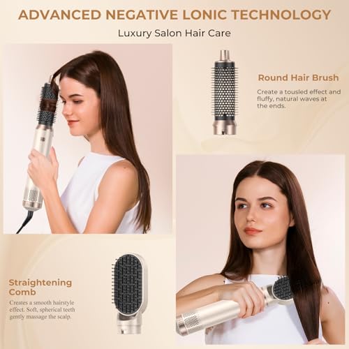 5 in 1 Hair Dryer Brush,Blow Dryer Brush Upgrade Hot Air Brush Air Styler, Curling Wrap Air Curler As A Gift for Straight/Curl/Drying/Smoothing