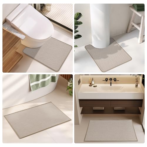 TYUU Small Bathroom Rugs, Non Slip Washable Bath Rugs Super Absorbent Bathroom Rug Thin Quick Dry Low Pile Bath Mats, Beige 12"x12" - color: Beige01, size: 1' X 1' (Rectangular)
