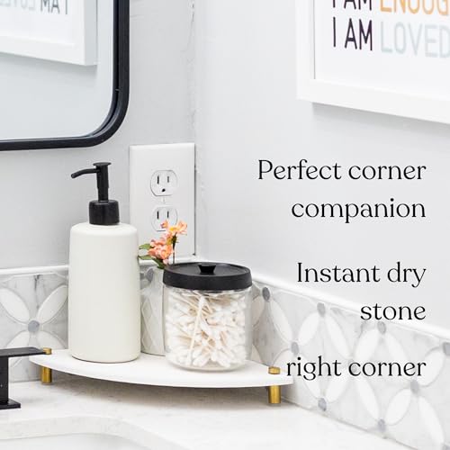 Fast Drying Stone Sink Caddy Made of Diatomaceous Earth | Water Absorbing Stone Tray for Bathroom | Instant Dry Sponge Holder for Kitchen Sink New Longer Size (Marble print on Corner tray) - color: Marble print on Corner tray