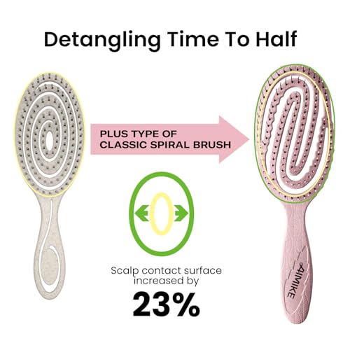 AIMIKE Hemp-Relax Detangler Hair Brush, Eco-Friendly Detangling Brush for Wavy Straight Hair, Vented Hairbrush w/Soft Bristles, Glide Through Tangles with Ease for Women, Kids, Wet & Dry Hair - color: Pink