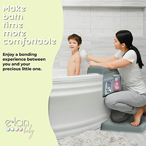 Comfortable Baby Bath Kneeler and Elbow Rest Pad Set - Kneeling Pad Bath Mat with 4 Toy Organizer Pockets,Non-Slip Baby Bathtub Mat, Waterproof and Easy to Clean