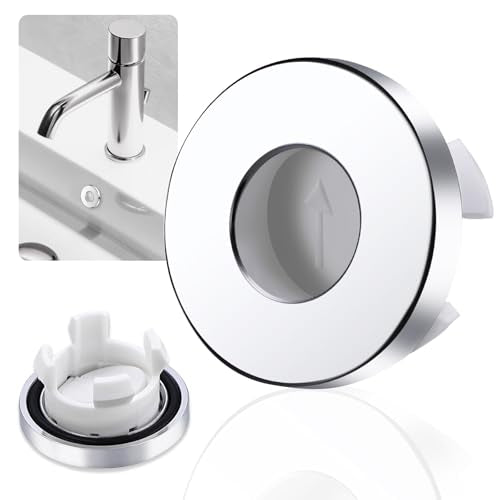 Sink Overflow Drain Cover Ring - Metal Bathroom Sink Drain Cover Round Hole Trim Ring, Anti-odor Basin Vanity Overflow Hole Cap Cover Ring Spillover Hole Insert in Cap (Chrome) - color: Chrome