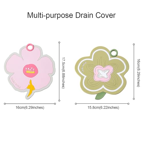 Flower-Shaped Silicone Bathtub Drain Cover 2 Packs - Tub Stopper Drain Stopper for Bathroom, Toddler Bath Essentials, Bathtub Accessories - color: Pink+green