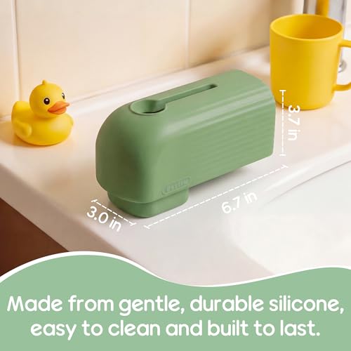 Roslim Silicone Baby Bathtub Faucet Cover, Bath Faucet Cover for Kids Bathtub Safety, Spout Cover for Baby, Toddler，Upgraded Bath Tub Spout Protector Cover, Universal Fit, Olive Green - color: Olive Green