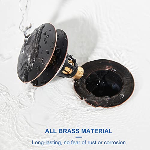 Universal 3-in-1 Bathroom Sink Stopper - Pop Up Sink Drain Stopper, Push Button Sink Drain Stopper Replacement, Wash Basin Drain Filter Plug with Anti-Clogging Strainer, Oil Rubbed Bronze - color: Oil Rubbed Bronze, style: Large Cover