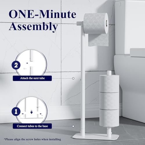 Kitsure Toilet Paper Holder Free Standing - Large Capacity Toilet Paper Holder for 4 Rolls, Rustproof Toilet Paper Stand with Non-Slip Stable Base, White, Medium - color: White, size: Medium - 1 Pack