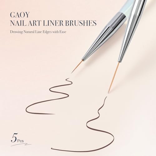GAOY 5Pcs Nail Art Liner Brushes, Professional Painting Art Pen Set, Nail Design Tools for French Liner, Thin Details and Fine Drawing - color: 5Pcs Clear Nail Liner Brushes