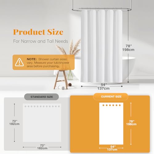 BTTN Fabric Shower Curtain, Linen Textured Heavy Duty Polyester Cloth Shower Curtain Set with Plastic Hooks, White, 54" W x 78" L (Pack of 1) - color: White, size: 54"W x 78"L (Pack of 1)