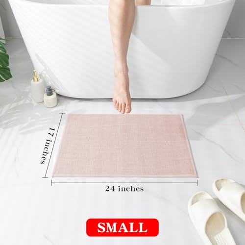 chakme Bathroom Rugs Mat 24x17, Ultra Thin Non Slip Bath Mat Small Quick Dry Absorbent Bath Mat for Bathroom Floor, (Pink, 24"x17") - color: Pink, size: 1'5" x 2' (Rectangular)