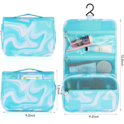 Teal Hanging Toiletry Bag for Girls, Travel Toiletry Bag for Teen Girls Cosmetic Makeup Waterproof Wash Bag Traveling Toiletries, Green - color: Teal-Green