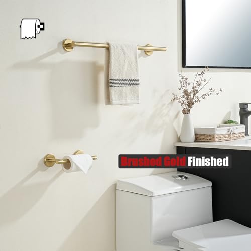 JQK Gold Toilet Paper Holder, Double Post Pivoting Tissue Holder Wall Mount, 304 Stainless Steel Hold Mega Rolls, TPH150-BG - color: Brushed Gold