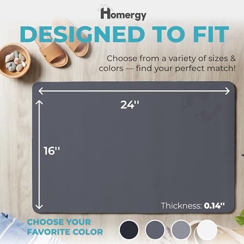 Homergy Bath Mat for Bathroom Non Slip, Quick Dry, 16x24 in, Dark Grey | Ultra absorbent, machine washable, mildew resistant shower mat with rubber backing for tub, poolside and outdoor showers - color: Dark Gray, size: 16" x 24"