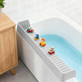 Bathtub Splash Guard for Kids,2.6 FT Silicone Bathtub Play Shelf with 11 Suction Cups, Bath Tub Ledge Shelf for Kids, Prevents Water Spills in Bathroom (Grey) - color: Grey