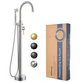 Free Standing Tub Faucet, Wintap Classic Freestanding Bathtub Faucet with Sprayer Brass Elegant Floor Mount Bath Faucets High Flow Roman Tub Filler, Brushed Nickel （WT-3311BN） - color: Brushed Nickel