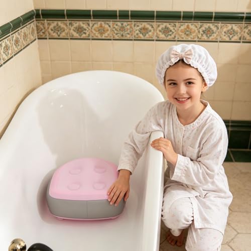 SPA Booster Seat,Spa&Hot Tub Seat with Non-Slip Suction Cups,Portable Fordable Bathtub Seat for Home/SPA/Travel/Business Trip,Pink - color: Pink