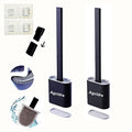 Toilet Brush with Holder Silicone Toilet Brush and Cleaning Brush for Household Bathroom Toliet Brush Set (Black,Black) - color: Black,black