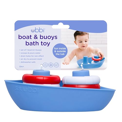 Ubbi Boat & Buoys Bath Toys, Includes 1 Boat and 4 Buoys, Bath Time Toys for Toddlers - color: Boat and Buoys