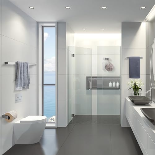Brushed Nickel 4-Piece Bathroom Hardware Accessories Set, Bathroom Hardware Set including Towel Bar,Towel Holder, Toilet Paper Holder,Towel Hook, SUS304 Stainless Steel Bath Towel Bar Set Wall Mounted - color: Brushed Nickel, size: Set B