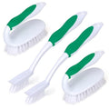 Scrub Brush Set, 4 Pack Deep Cleaning Brush Kit - 2 Scrub Brush, 2 Tile & Grout Brush with Built-in Scraper, Household Commercial Scrubber for Floor, Shower, Pool Wall, Tub (Green) - color: Green