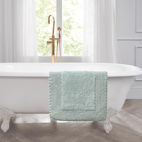 Laura Ashley Ruffle Border 100% Cotton Bath Rug, Aqua, 20"x 34" - color: Aqua, size: 1'8" x 2'10" (Rectangular)