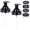 SheeChung 2 Pack Mason Jar Foaming Soap Dispenser Lids for Standard Mouth, Foaming Soap Dispenser Pump Replacement for Hand Sanitizer, Bath Liquid, Facial Cleansing Foam, Makeup Remover Water - Black - color: Black