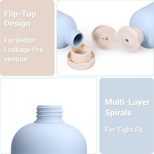 ASEVAT 8.8oz 4pack Refillable Travel Shampoo and Conditioner Bottles, Travel Size containers, Travel Bottle for toiletries, Squeeze Bottles with Flip Cap, Empty Plastic Leak Proof Travel Bottles - color: Blue, size: 8.8oz