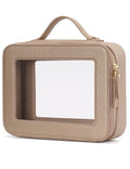 Popvibe Clear Makeup Bag Travel Cosmetic Case Transparent Toiletry Bag with Zipper, Portable Make Up Organizer Traveling Compact Car Bag for Essentials, Gold, Large - color: Gold, style: Large Luxe
