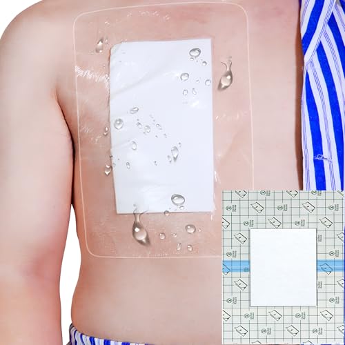 Waterproof Shower Protector Large Cover Shields for PICC Central Line Peritoneal Dialysis Chest Port Feeding Tube PD Catheter Accessories Bandages with Non-Stick Center Pad 12"x14"(Pack of 7) - size: 12 x 14" with Island Dressing (Pack of 7)